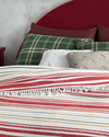 Royal Stripe Simli Pamuklu King Size Battaniye 220x240 cm Kırmızı - Yeşil