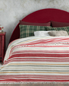 Royal Stripe Simli Pamuklu King Size Battaniye 220x240 cm Kırmızı - Yeşil
