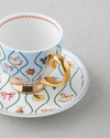 Ruby Winter New Bone China 4 Parça 2 Kişilik Kahve Fincan Takımı 100 ml Kırmızı - Mavi