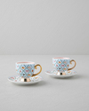 Ruby Winter New Bone China 4 Parça 2 Kişilik Kahve Fincan Takımı 100 ml Kırmızı - Mavi