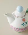 Rustic Florals New Bone China Demlik Seti 380 – 260 ml Mavi - Pembe