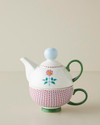 Rustic Florals New Bone China Demlik Seti 380 – 260 ml Mavi - Pembe