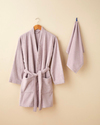 Stripe %100 Pamuk Bornoz L-XL Lila