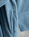 Stripe Pamuklu Fitilli Bornoz Indigo