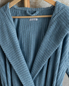 Stripe Pamuklu Fitilli Bornoz Indigo