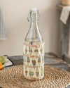 Stripe Wicker Cam Hasırlı Şişe 980 ml Krem