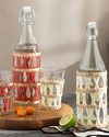 Stripe Wicker Cam Hasırlı Şişe 980 ml Krem