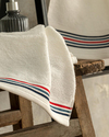 Striped Pamuklu El Havlusu Beyaz - Lacivert