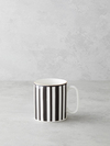 Stripy White Bone Porselen Kupa 290 ml Siyah-Beyaz-Gold