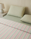 Summer Stripe Çift Kişilik Pike Takımı 200x220 cm Yeşil-Turuncu