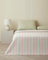 Summer Stripe Çift Kişilik Pike Takımı 200x220 cm Yeşil-Turuncu