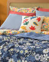 Sweet Daisies King Size Çift Taraflı Yatak Örtüsü Mavi