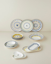 Talavera Garden Porselen Pasta Tabağı 21 cm Beyaz - Lacivert