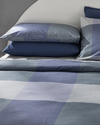Textured Plaid Baskılı Çift Kişilik Pike Takımı Mavi