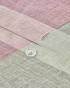 Textured Plaid Kolay Ütülenir Tek Kişilik Nevresim Seti 160x220 cm Yeşil-Mürdüm