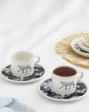 Toile Panther Bone Porselen 4 Parça 2 Kişilik Çay Fincanı Takımı Koyu Mavi