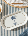 Toile Panther Bone Porselen Kayık Tabak 20 cm Koyu Mavi-Beyaz