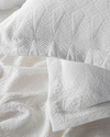 Triangle Polycotton Jakarlı Çift Kişilik Yatak Örtüsü Takımı Beyaz