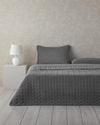 Trigon Fitilli Kadife Çift Kişilik Yatak Örtüsü Takımı 200x220 cm Antrasit
