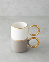 Twin Goldy Seramik 2'li Kupa 184 ml Vizon-Beyaz-Gold