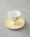 Valentina New Bone China 4 Parça 2 Kişilik Kahve Fincan Takımı 80 ml Sarı
