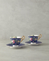 Vanilla New Bone China 4 Parça 2 Kişilik Çay Fincanı Takımı Lacivert