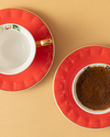 Vanilla New Bone China 4 Parça 2 Kişilik Kahve Fincan Takımı Kırmızı