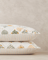 Vintage Argyle Pamuklu 2'li Yastık Kılıfı 50x70 cm Yeşil-Sarı