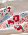 Vintage Floral Baskılı Pamuklu Tek Kişilik Pike 150x220 cm Somon