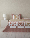 Vintage Lace Patchwork Çok Amaçlı Çift Kişilik Yatak Örtüsü Takımı 200x220 cm Terracotta