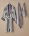Waffle %100 Pamuk Bornoz Seti S-M Mor