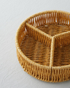 Wicker Rattan 3 Bölmeli Sunumluk 19x5 cm Açık Kahverengi