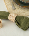 Wicker Weave Natural İp 2'li Peçete Halkası Krem
