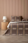 Windsor Plaid Flanel Çift Kişilik Çarşaflı Nevresim Takımı 200x220 cm Krem-Kahverengi