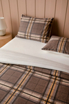 Windsor Plaid Flanel Tek Kişilik Çarşaflı Nevresim Takımı 160x220 cm Krem-Kahverengi