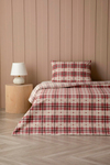 Winter Embrace Flanel Tek Kişilik Çarşaflı Nevresim Takımı 160x220 cm Kırmızı - Krem