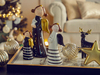 Winter Houses Dekoratif Tepsi Gold