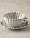 Fiore New Bone China 4 Parça 2 Kişilik Çay Fincanı Takımı Gri