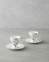 Garden Lovely New Bone China 4 Parça 2 Kişilik Kahve Fincan Takımı 90 ml Yeşil-Beyaz