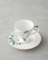 Garden Lovely New Bone China 4 Parça 2 Kişilik Kahve Fincan Takımı 90 ml Yeşil-Beyaz
