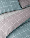 Gridline Kolay Ütülenir Çarşaflı Tek Kişilik Nevresim Takımı 160x220 cm Seledon-Mürdüm