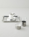 Harmony Silver Stoneware Tek Kişilik Kahve Sunum Seti 100 ml Beyaz-Silver