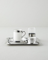 Harmony Silver Stoneware Tek Kişilik Kahve Sunum Seti 100 ml Beyaz-Silver