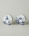 İstanbul New Bone China 4 Parça 2 Kişilik Kahve Fincanı 90 ml Beyaz - Lacivert