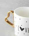 Love Day New Bone China Kupa 400 ml Siyah-Beyaz-Gold
