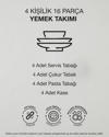 Marlon Porselen Yemek Takımı 16 Parça 4 Kişilik Krem - Yeşil