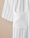 Mono Stripe Pamuk Bornoz Beyaz - Gri