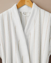 Mono Stripe Pamuk Bornoz S-M Beyaz - Bej