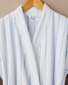 Mono Stripe Pamuk Bornoz S-M Beyaz - Mavi