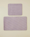 Stripe Line Kaydırmaz Taban Banyo Paspası Seti 60x80 cm + 40x60 cm Lila